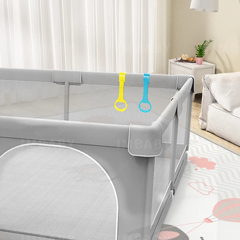 IMBABY Grey Corral for Baby with Protective Angle Baby Playground Quality Baby Crawling Fence Game Playpen for Children Playpen