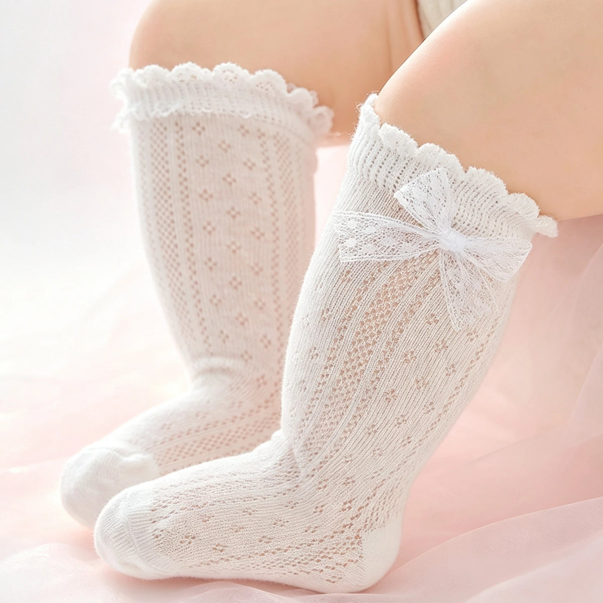 Bows-Breathable-Soft Dress Summer Soft Summer Baby Girl Soft Summer Dress Socks-With-Bows High Quality