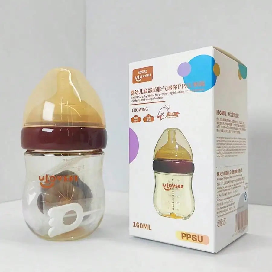 New 240ml/160ml PPSU Baby Bottle, Wide-Neck Feeding Bottle with Bottom Air Balance Hole/Valve, Heat Resistance Milk Bottle, Perfect Gift for Newborn