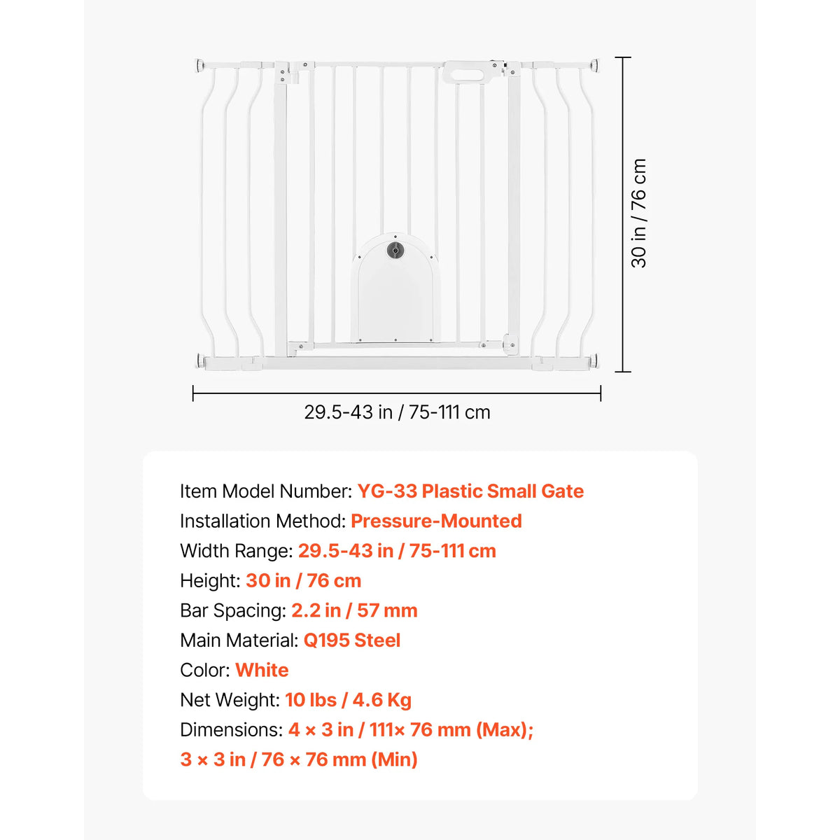 SucceBuy Baby Gate for Stairs Adjustable Width No Bottom Bar One-Handed Operation Easy Drilling Installation with Hardware Kit