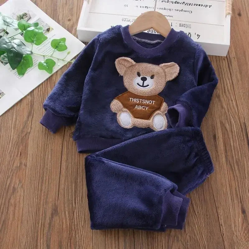 3PCS Baby Boys & Girls Clothing Set – Thicken Fleece Toddler Outfits with Hooded Outerwear, Tops & Pants (Warm Costume Suit)