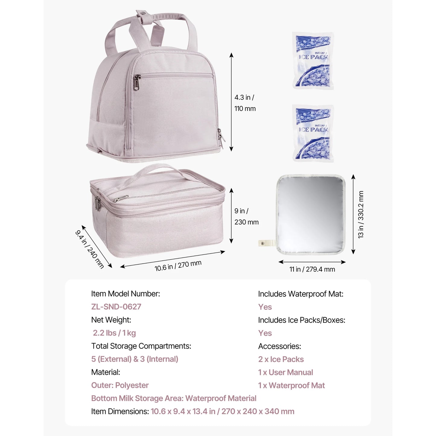 SucceBuy Breast Pump Backpack Portable Breast Feeding Carrying Case Fits S1/S2 Pumping Accessories for Work Travel & Family Use