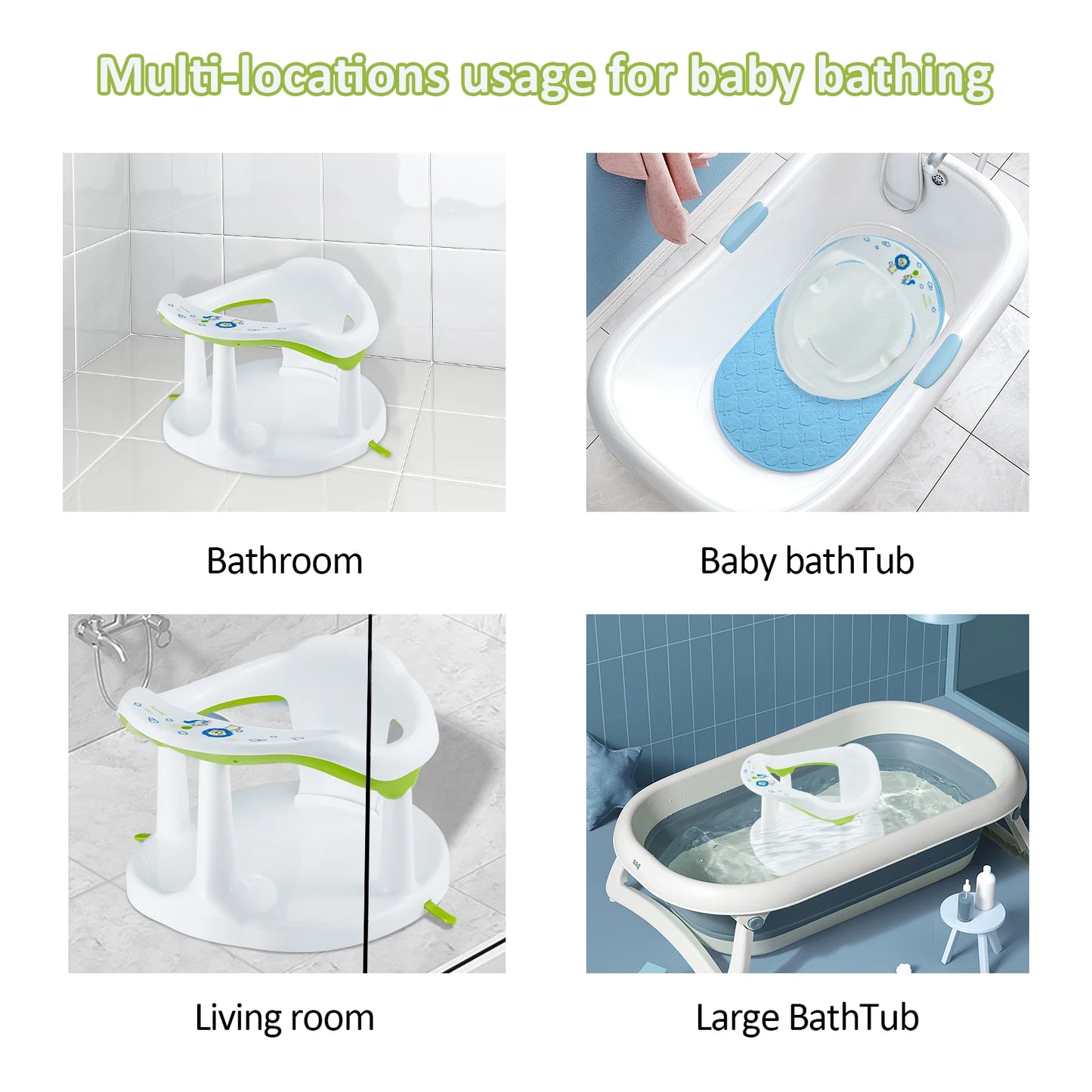 Baby Bath Seat Chair, Newborn Shower Seat Bathtub Seat Cushion Children's Wrap-Around Shower Chair for 6 Months&Up