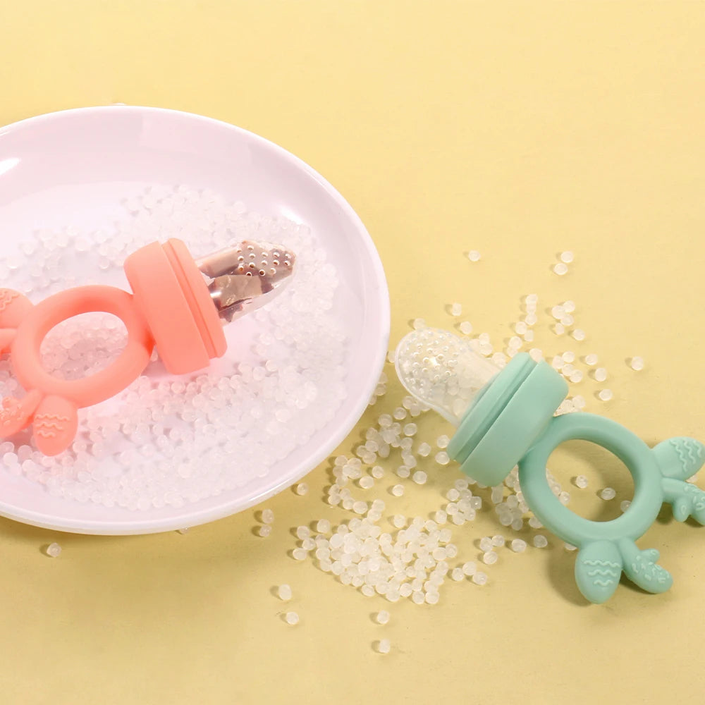 BPA Free Baby Fruit Food Feeder with Dust Cover Deer Silicone Teething Nibbler 3 Colors Toddler Vegetable Feeding Pacifier Teether Toy